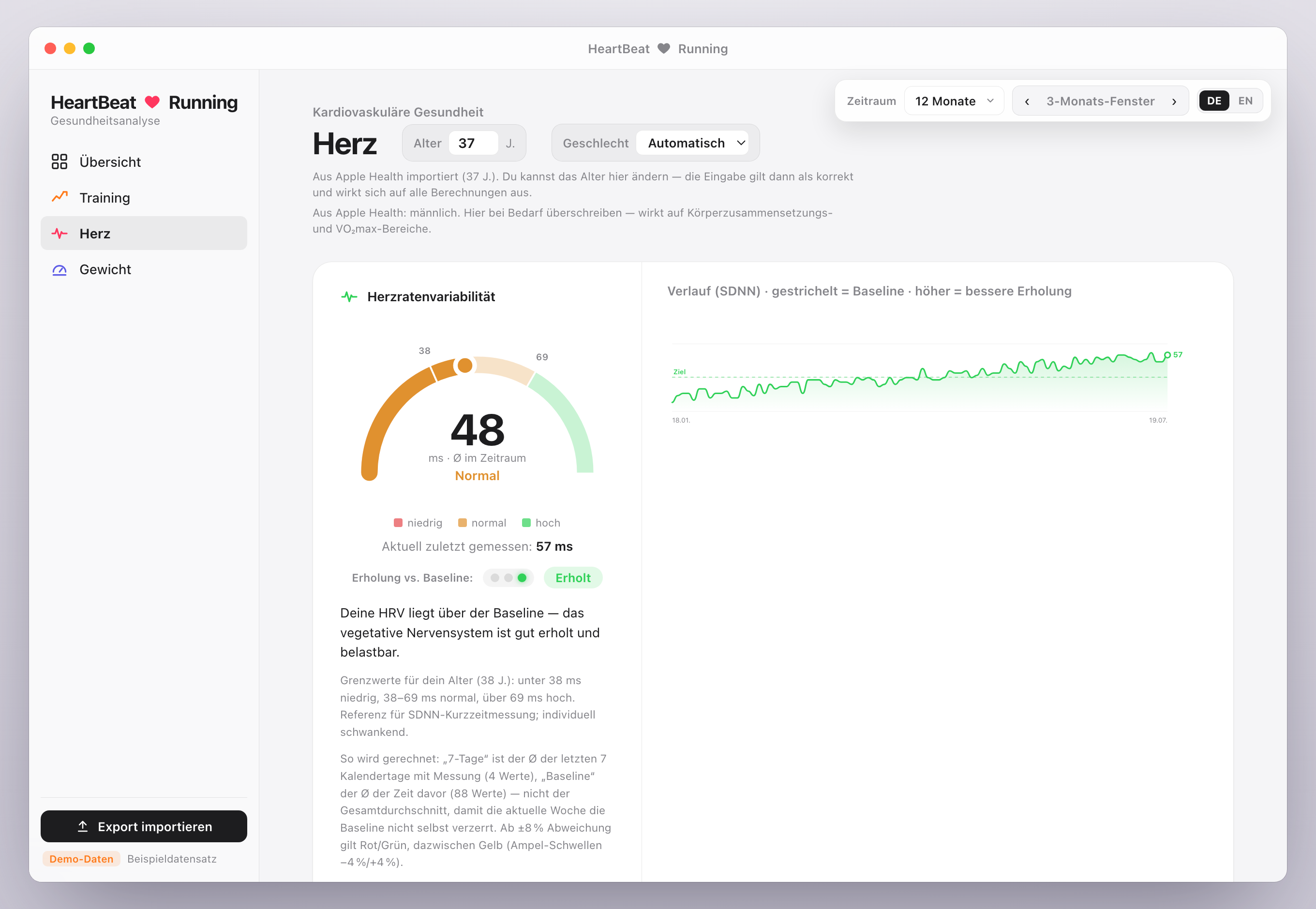 HeartBeat Running – Herz: HRV, Stress und Erholung